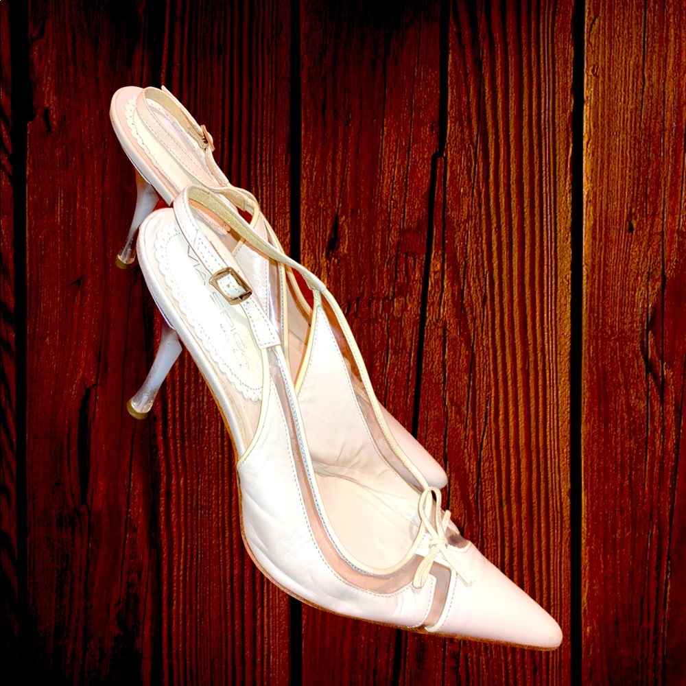 Via Spiga Kitten Slingback Heels w/ Clear PVC